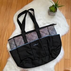 babyGroom Large Tote Bag with Plaid Design